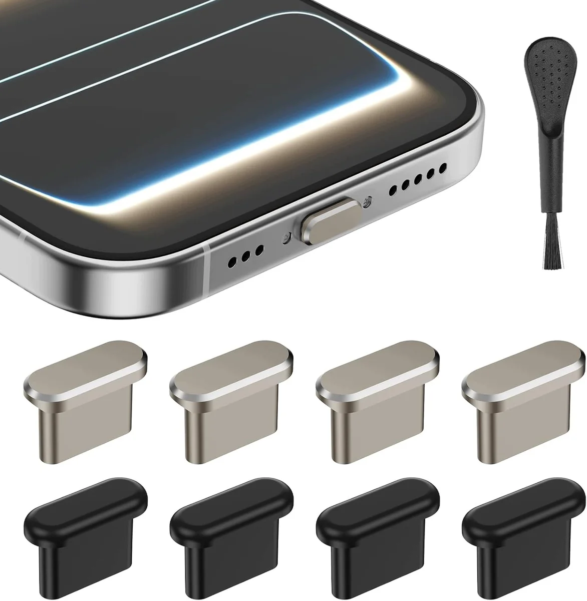 OSŁONA PRZECIWPYŁOWA USB C ZESTAW 8 SZTUK ALUMINIOWA SILIKONOWA ETUI