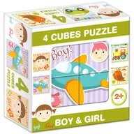 Układanki dla dzieci - Puzzle z klockami, 4 elementy - Chłopcy-dziewczyny - miniaturka - grafika 1