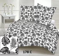 Pościel - Pościel z kory 140x200 178c biała liście czarne gałązki palmy na guziki bawełna - miniaturka - grafika 1