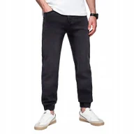 Spodnie męskie - Męskie spodnie jeansowe JOGGERY klasyczne - czarne V3 OM-PADJ-0265 r. XXL - miniaturka - grafika 1