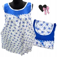 Bielizna nocna - BAWEŁNA KOSZULA NOCNA na ramiączkach piękna róża prezent chaber 56 58 8XL - miniaturka - grafika 1