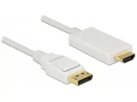 Kable komputerowe i do monitorów - Delock KABEL DISPLAYPORT M->HDMI M 1M 4K BIAŁY - miniaturka - grafika 1