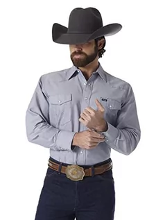 Koszule męskie - Wrangler Męska koszula z długim rękawem, Cowboy Cut Work khaki, Chambray, 37185 - grafika 1