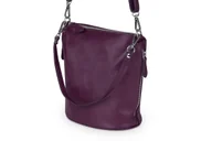 Torebki damskie - Torebka Listonoszka Skórzana Vera Pelle Miko Bordowa - miniaturka - grafika 1