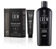 Zestawy kosmetyków męskich - American Crew Precision Blend Odsiwiacz repigmentacja Kolor średni naturalny 4-5 3x40ml + American Crew Precision Blend Utleniacz 4,5% - 500ml - miniaturka - grafika 1