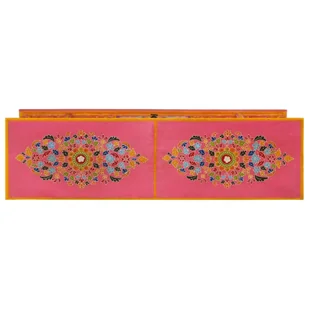 Szafka pod TV, różowa, 110x30x40 cm, lite drewno mango Lumarko! - Szafki RTV - miniaturka - grafika 6