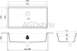 Zlew BRANDE SWIFT 860-90-U BEIGE (beżowy) | podwieszany zwijany ociekacz ROLLMATA - Zlewozmywaki - miniaturka - grafika 2