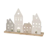 Świeczniki - Świecznik na podgrzewacze, drewniane kamienice, NORDY, 24 x 36 cm - miniaturka - grafika 1