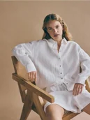 Spodenki damskie - Reserved - Szorty z bawełnianego muślinu - biały - miniaturka - grafika 1