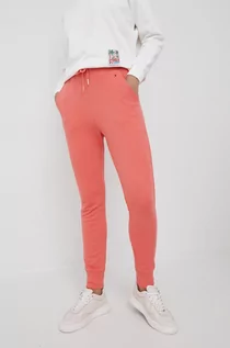 Spodnie damskie - Tommy Hilfiger spodnie dresowe bawełniane damskie kolor pomarańczowy gładkie - grafika 1