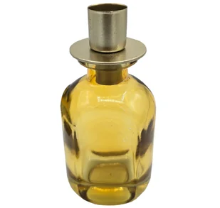 Świecznik stołowy nowoczesny szklany żółty14,5 cm - Świeczniki - miniaturka - grafika 1