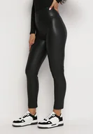 Legginsy - Czarne Legginsy z Imitacji Skóry Fecia - miniaturka - grafika 1