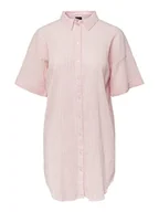 Bluzki damskie - PIECES Damska bluzka Pcterra Ss Long Shirt Bc, Begonia Pink, M - miniaturka - grafika 1