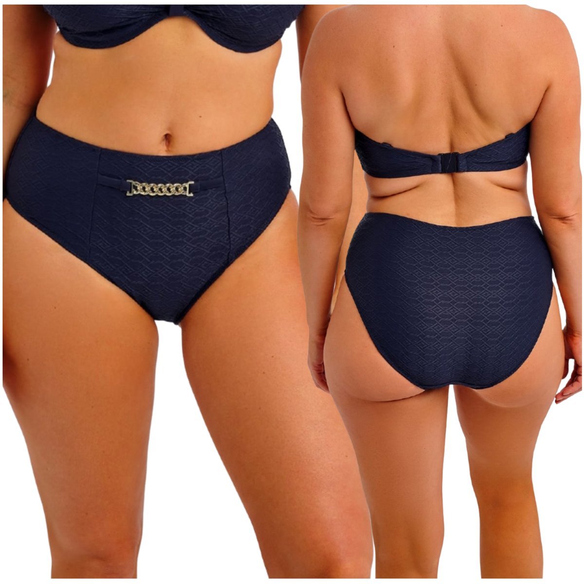 Majtki kąpielowe wysoki stan zabudowane Fantasie AZORES High Waist granat S