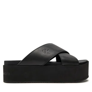 Klapki Calvin Klein Jeans Flatform Cross Mg Uc YW0YW01349 Czarny - Klapki i japonki damskie - miniaturka - grafika 1
