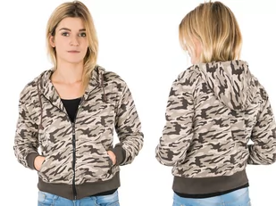 Bluza Damska Dresowa Moro z Kapturem 6021 L beżowa - Bluzy damskie - miniaturka - grafika 1