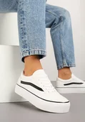 Trampki damskie - Biało-Czarne Tenisówki o Klasycznym Fasonie na Niskiej Platformie Mepaira - Renee - miniaturka - grafika 1