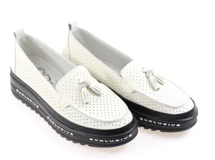 Skórzane mokasyny Evento 24PB18-7176 beż - Mokasyny damskie - miniaturka - grafika 3