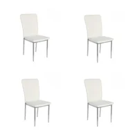 Krzesła - 6 krzeseł jadalnych z wypełnieniem piankowym, tapicerowanych białą sztuczną skórą i chromowanymi metalowymi nogami – wymiary 44x91,5x47 cm - miniaturka - grafika 1