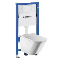 Stelaże i zestawy podtynkowe do WC - Zestaw Podtynkowy WC Geberit Duofix Delta Omnires Fontana biała - miniaturka - grafika 1