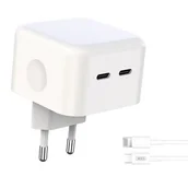 Ładowarki do telefonów - XO Ładowarka sieciowa L102 PD 35W 2x USB-C biała + kabel USB-C - Lightning - miniaturka - grafika 1