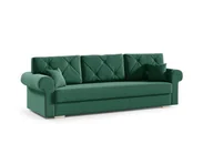 Sofy i kanapy - Sofa rozkładana STAR, sofa z funkcją spania i podstawą do spania, sofa rozkładana, sofa na nóżkach z naturalnego drewna, tkanina welurowa, kanapa w kolorze: zielony - miniaturka - grafika 1
