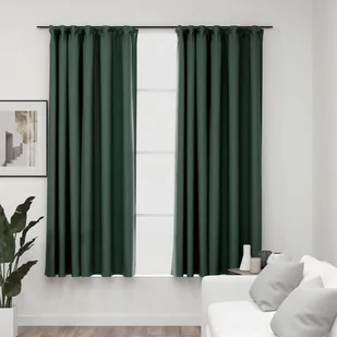 vidaXL Zasłony stylizowane na lniane, 2 szt., zielone, 140x175 cm - Zasłony - miniaturka - grafika 1