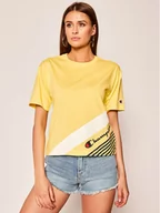 Koszulki i topy damskie - Champion T-Shirt C Logo Ribbed Cuffed 112645 Żółty Regular Fit - miniaturka - grafika 1