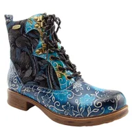 Botki damskie - Laura Vita Botki damskie skórzane ANITAO 05 niebieskie - miniaturka - grafika 1