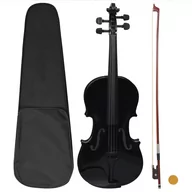 Instrumenty smyczkowe - vidaXL Skrzypce ze smyczkiem i podbródkiem czarne 4/4 70143 - miniaturka - grafika 1