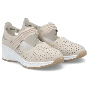 Półbuty damskie ażurowe Rieker N4382-60 BEIGE 41 - Półbuty damskie - miniaturka - grafika 1
