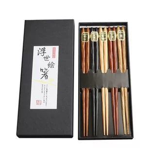 Ekologiczny Zestaw 5 Par Zdobionych Pałeczek Do Sushi - Zestawy do sushi - miniaturka - grafika 1