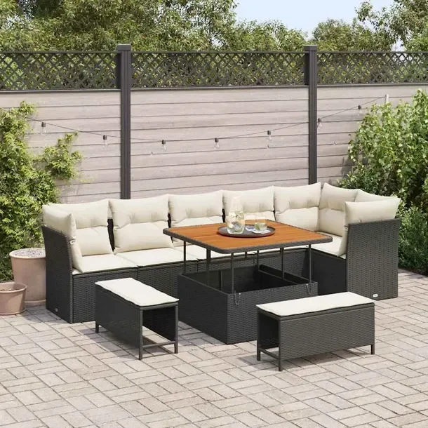 Zestaw Sof Ogrodowych Modułowych z Rattanu i Aluminium, Czarny, 60cm