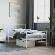 Łóżka - Metalowa rama łóżka z wezgłowiem i zanóżkiem, biała, 75x190 cm Lumarko! - miniaturka - grafika 1