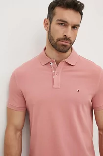 Koszulki męskie - Tommy Hilfiger polo męski kolor różowy gładki MW0MW34738 - grafika 1
