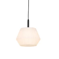 Lampy sufitowe - QAZQA Nowoczesna zewnętrzna lampa wisząca czarna z białym kloszem 32 9 cm IP44 - Robbert - miniaturka - grafika 1