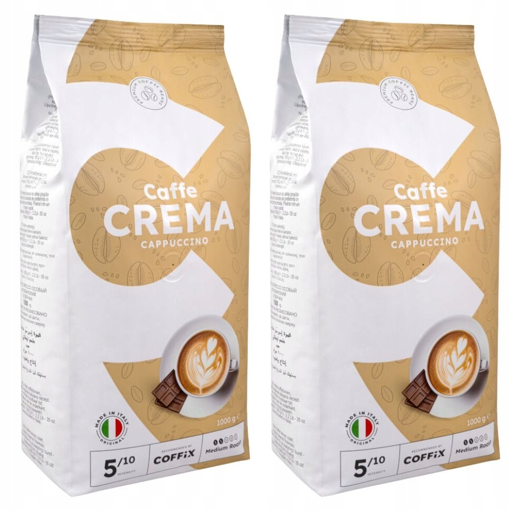 Włoska kawa ziarnista Caffe Crema Cappuccino mieszana arabica robusta 2x1kg
