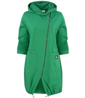 Bluzy damskie - Cienka długa bluza ze skośnym suwakiem i kapturem LILIANA - miniaturka - grafika 1