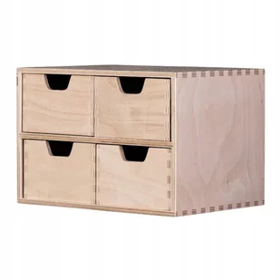Mini komoda Organizer na biurko Pudełko drewniane z przegródkami 4 szuflady - Przyborniki na biurko - miniaturka - grafika 1
