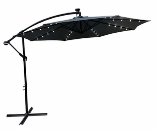 Ciemnoszary parasol do ogrodu z LED Hoftix - Parasole ogrodowe - miniaturka - grafika 1