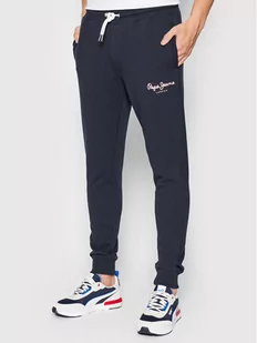 Pepe Jeans Spodnie dresowe George PM211480 Granatowy Regular Fit - Spodnie sportowe męskie - miniaturka - grafika 1