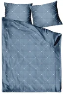 Pościel - Pościel Z Satyny Bawełnianej, 160X200, Niebieska Geometryczna, Pfm-50, 3-Częściowa - miniaturka - grafika 1