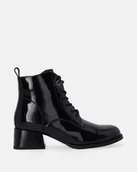 Botki damskie - Lakierowane trzewiki w kolorze czarnym - Venezia - miniaturka - grafika 1