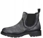 Botki damskie - Bugatti Męskie Skórzane Sztyblety Szare 45 Żml - miniaturka - grafika 1