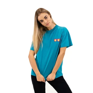 Turkusowa Koszulka Oversized z Modnym Motywem Okularów, Stylowa i Wygodna, L - Koszulki i topy damskie Turkusowa Koszulka Oversized z Modnym Motywem Okularów, Stylowa i Wygodna, L - Koszulki i topy damskie - miniaturka - grafika 1