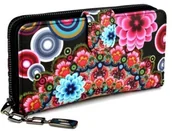 Portfele - PORTFEL DAMSKI w Kwiaty PODWÓJNY PORTMONETKA - miniaturka - grafika 1