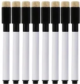 Zakreślacze - MARKERY DO TABLICY BIAŁEJ SUCHOŚCIERALNE GĄBKA MAGNES 8 SZTUK CZARNE PISAKI - miniaturka - grafika 1