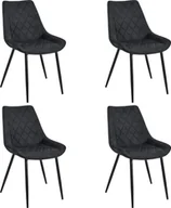Krzesła - Fabryka Mebli Akord 4x Welurowe krzesło tapicerowane glamour pikowane SJ.0488 Czarne - miniaturka - grafika 1