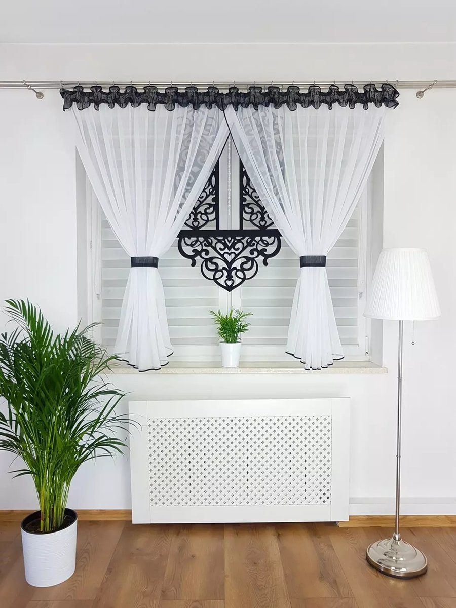 KOMPLET DEKORACYJNY Z PANELEM CZARNY DO SALONU DO POKOJU ELEGANCKI ZESTAW