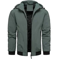 Kurtki męskie - Kurtka męska przejściowa z odpinanym kapturem zielona Recea - miniaturka - grafika 1